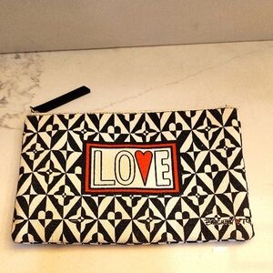 Brighton Zip Top Canvas Bag LOVE 9 X 5.75" Black Red White